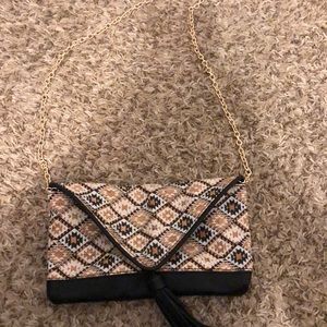 Black and Tan leather crossbody/clutch